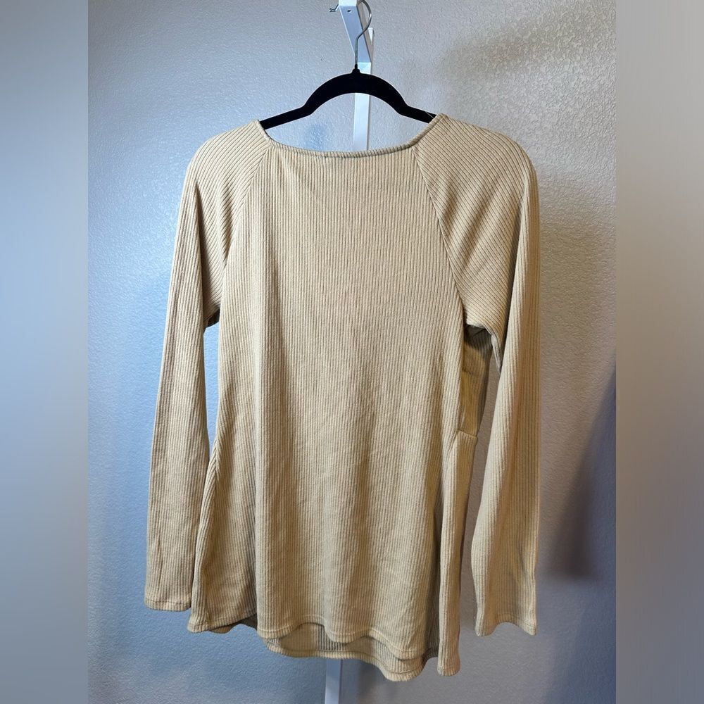 NWT Ingrid + Isabel Maternity Tan Long Sleeve Knit Ribbed Sweater Top - Size XXL - Picture 5 of 6